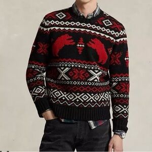 Polo Ralph Lauren Polar Bear Fair Isle Sweater L NWT